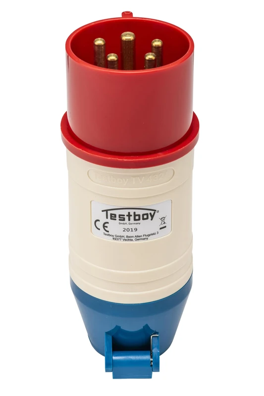 Testboy TV 432A CEE adapter, electrician's tool (break-proof PE housing, can be combined with Testavit Schuki 1A, 2K and 3A, power supply via test object), red/white/blue