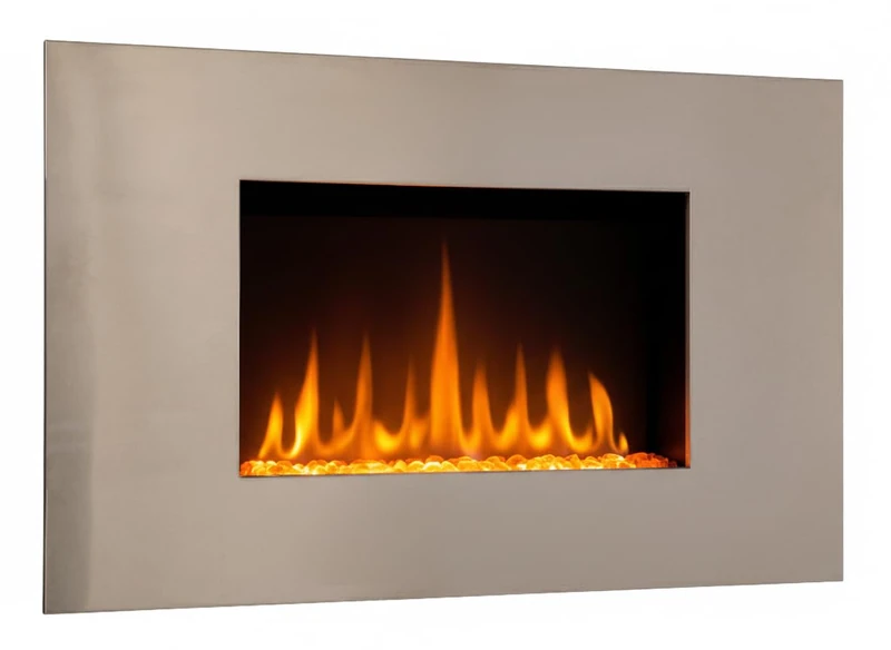 CHEMIN'ARTE Wall Fire, Stainless Steel Wall Mounted Contemporary LEDs Electric Fireplace, Adjustable 2kW Heater, remote