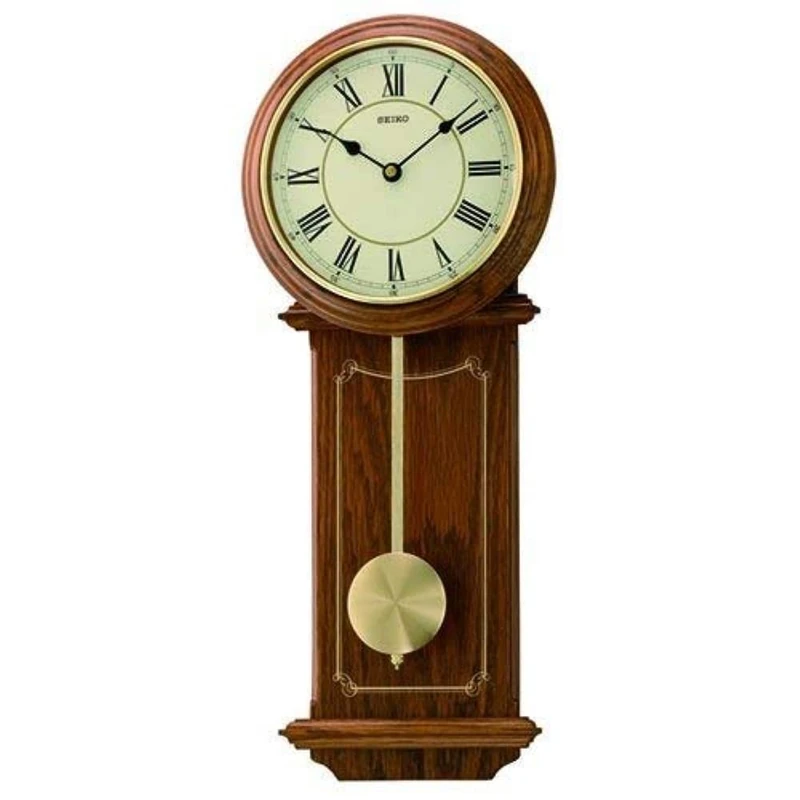 Seiko QXC213B Wall Clock Pendulum Brown Wood, Brown, Modern