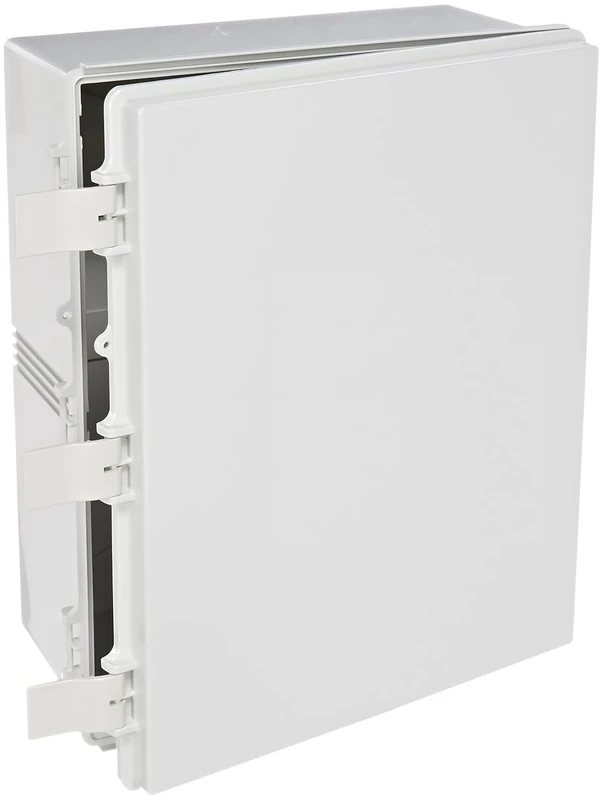 BUD Industries NBF-32334 Plastic Outdoor NEMA Economy Box with Solid Door, 19-43/64" Length x 15-47/64" Width x 7-55/64" Height, Light Gray Finish - Image 1