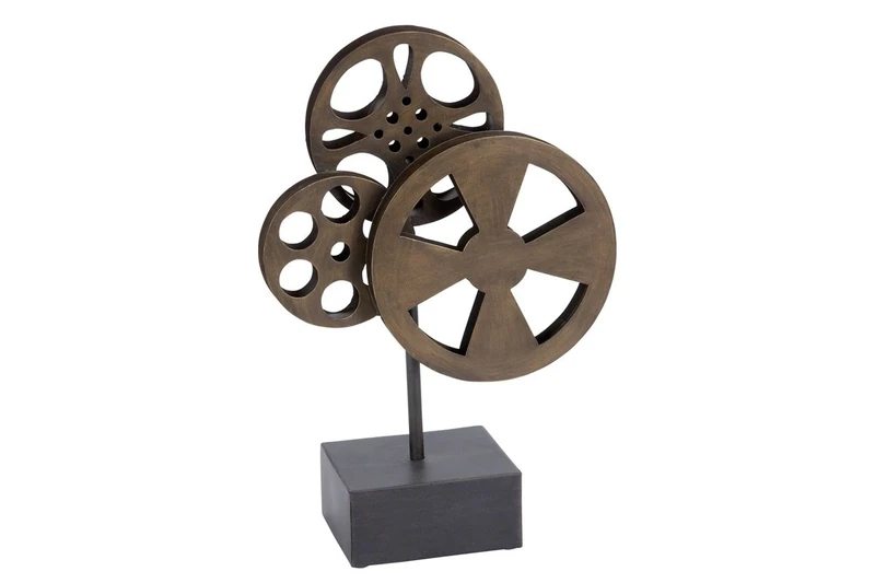 Deco 79 Metal Film Reels Sculpture, 11" x 5" x 16", Brown