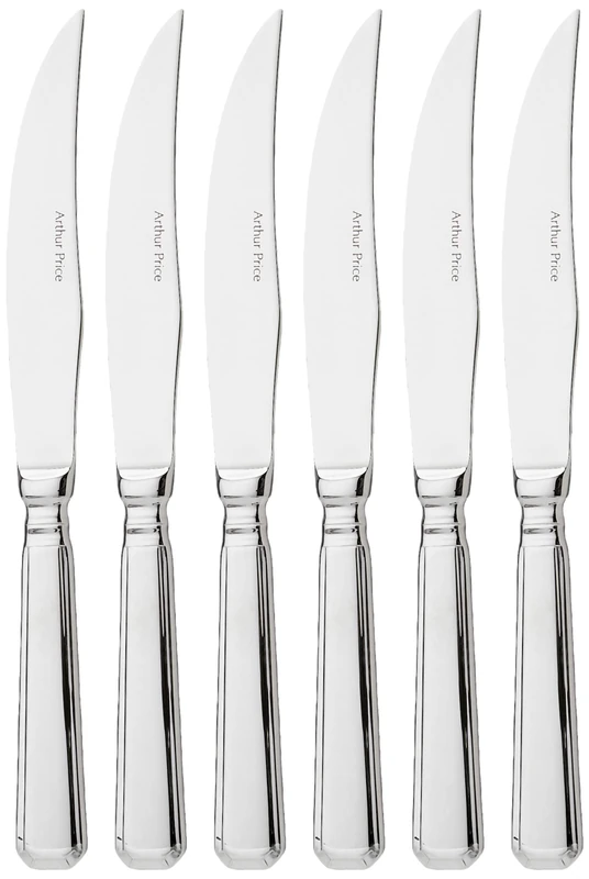 Arthur Price Classic Grecian Set of 6 Steak Knives, Silver, 21.8 cm