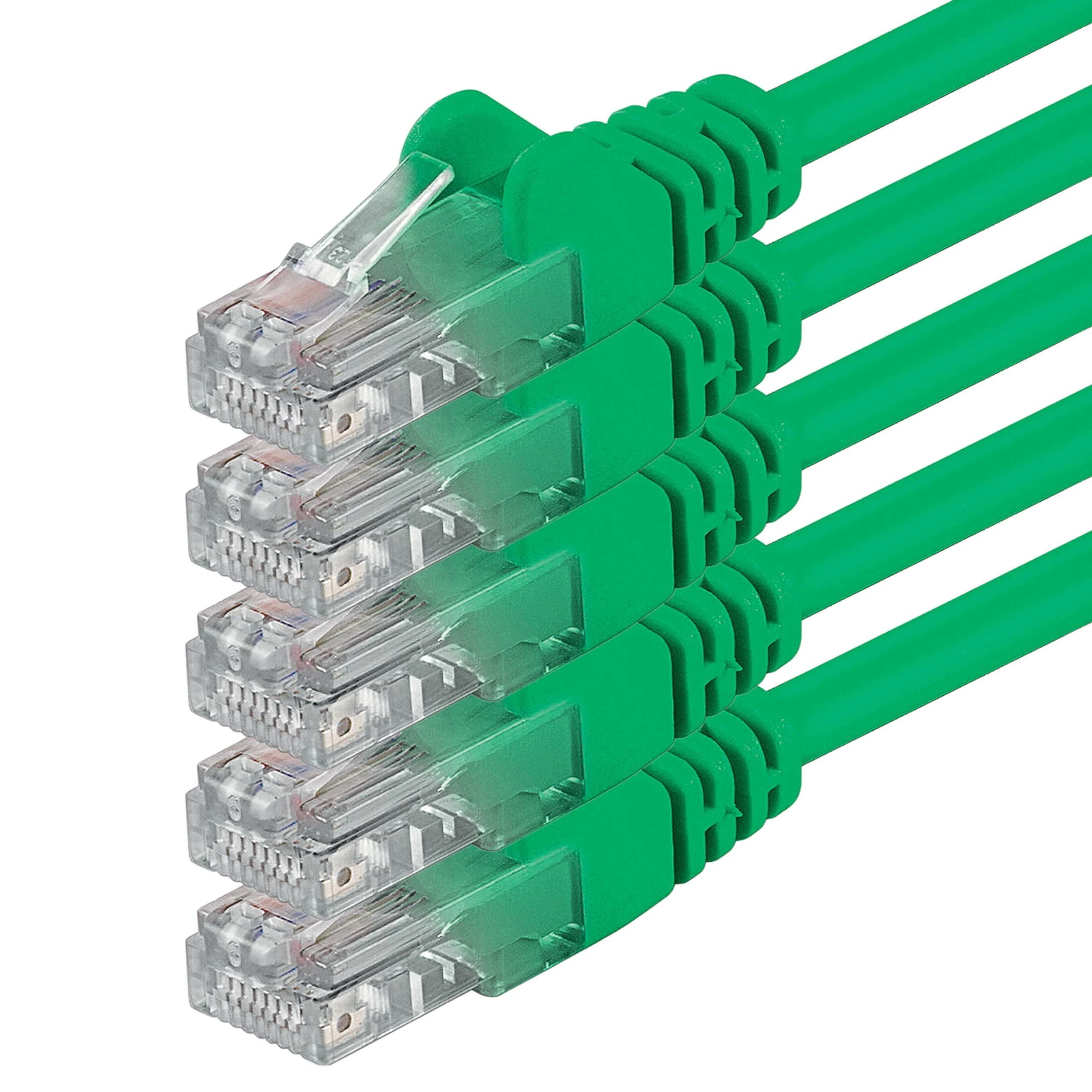 1aTTack.de 3.0m - green - 5 pieces - (pack) - CAT.6 CAT6 Ethernet LAN network cable 1000 Mbit/s patch cable