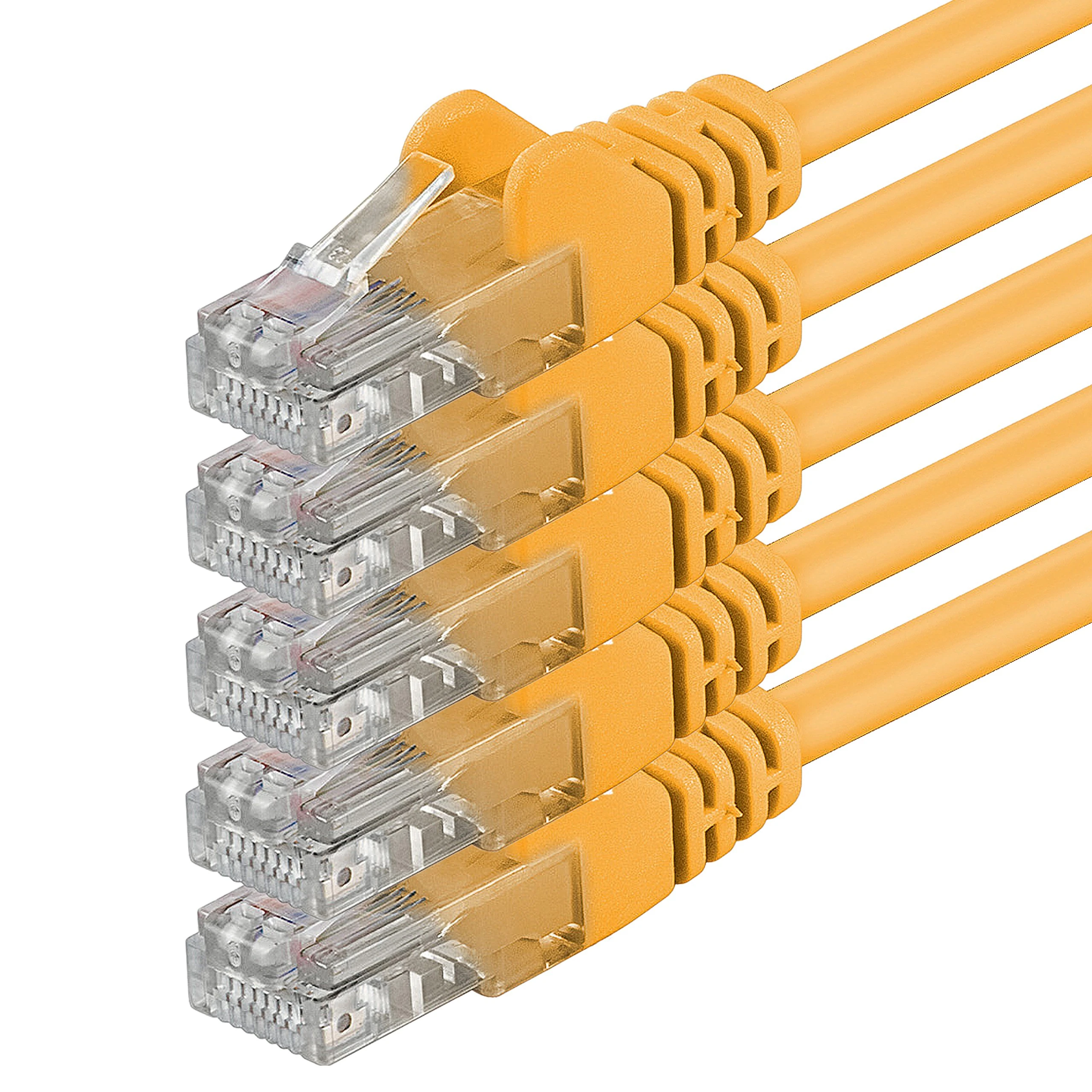 1aTTack.de 0.25m - yellow - 5 pieces - (PACK) - CAT.6 CAT6 Ethernet LAN network cable 1000 Mbit/s patch cable