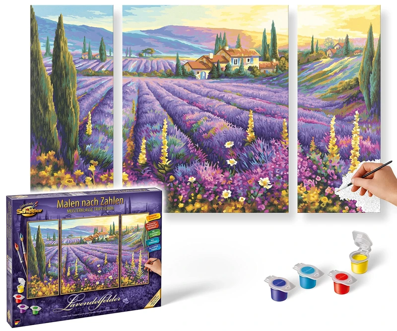 Schipper 609260604 "Lavender Fields Triptychon Paint By Numbers Board