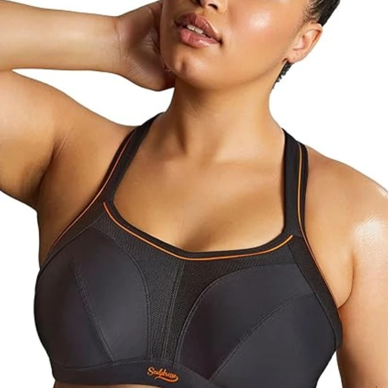 panache Women's Full Cup Plain Sports Bra, Black, Size: 36GG