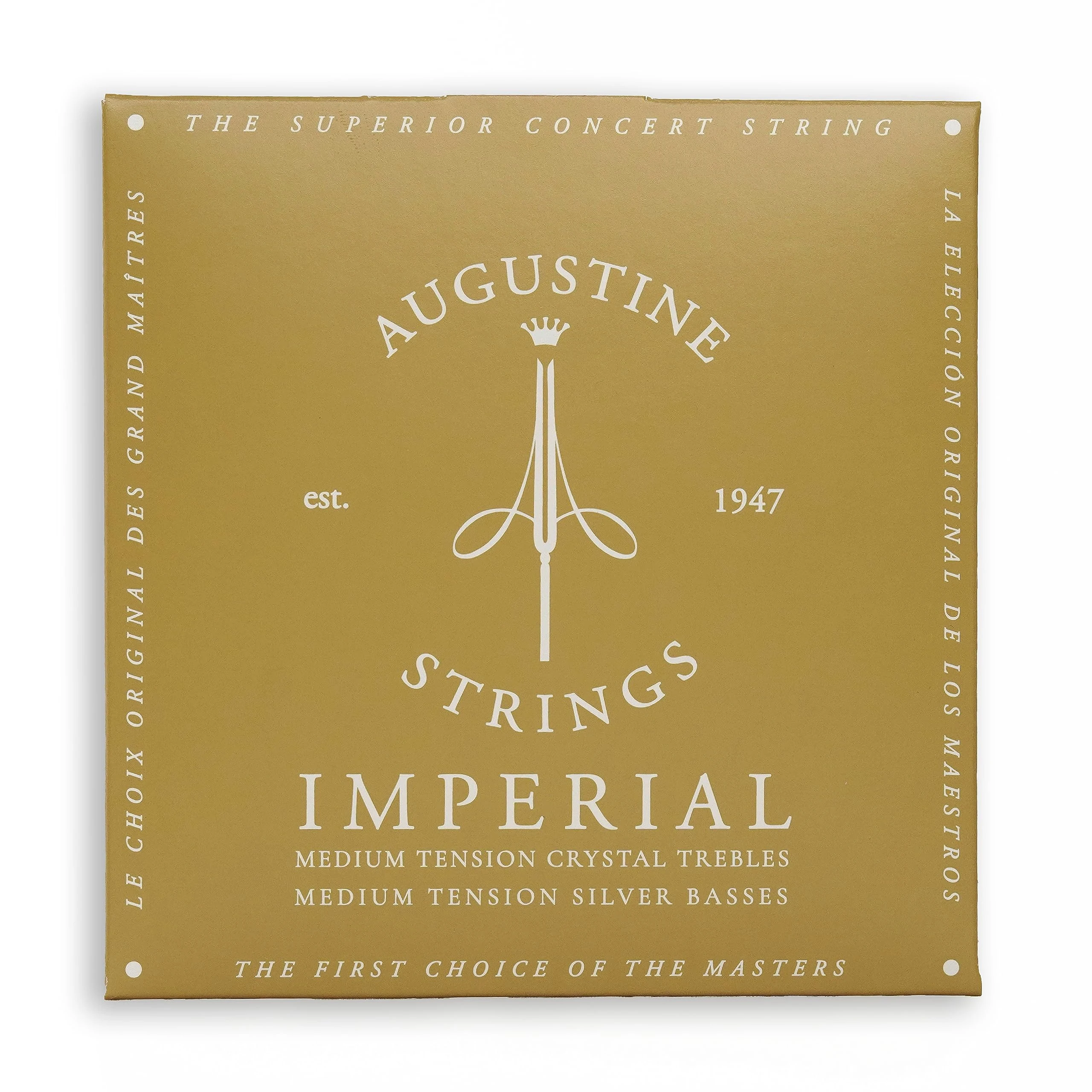Augustine Imperial Red Nylon Guitar Strings (Premium Complete Set) for Classical Guitars - Medium Tension Trebles, Medium Tension Basses - Bright, Powerful, Clear Sound