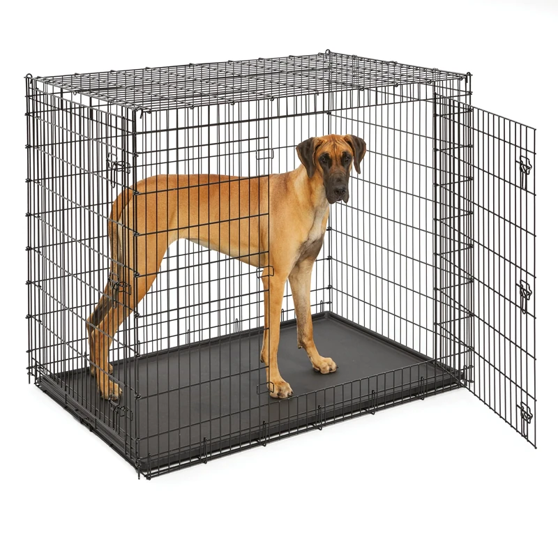 MidWest Homes for Pets Solutions Series XXL Double Door 137 cm Dog Crate for the Largest Breeds, Sturdy Drop Pin Assembly, Black E-Coated