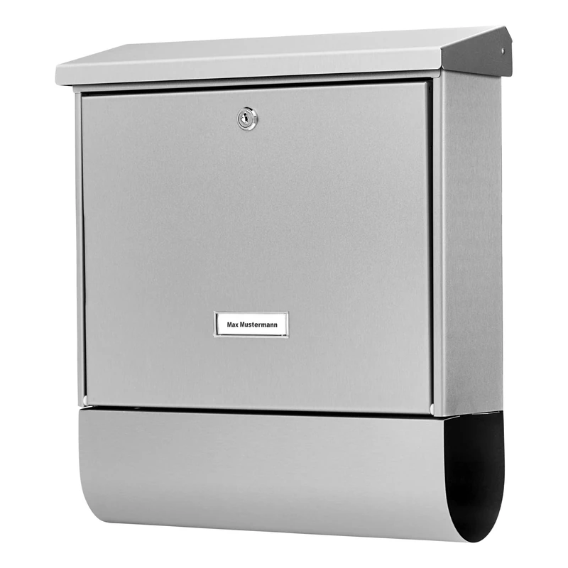 BURG-WÄCHTER, Mailbox Set with Newspaper Holder A4 Letter Slot, Galvanized Steel, Inoxstar 4730 Ni