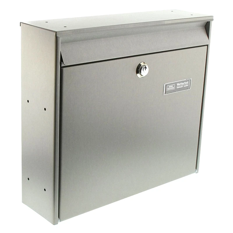 Burg-Wächter Borkum 3877 Ni – Stainless Steel Post Box Letter Box Mail Box Flap Stopper with Holes A4 Slot in, Stainless Steel