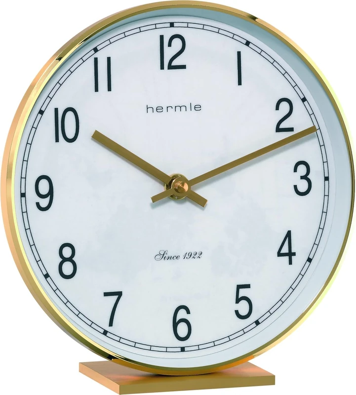 Hermle Classic Brass Quartz Table Clock with White Dial 22986-002100