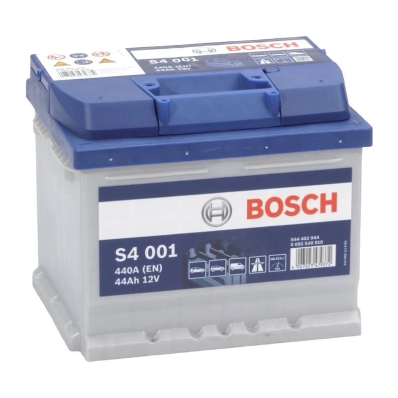 Bosch S4 001 Car Battery 44 A/h - 440 A - 12 V Battery, Type 063, Lead-acid for Non-Start/Stop Vehicles, Left (-) Right (+), 207 x 175 x 175 mm
