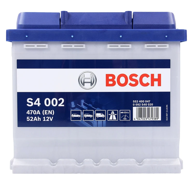 Bosch S4002 - car battery - 52A/h - 470A - lead-acid technology - for vehicles without Start/Stop system