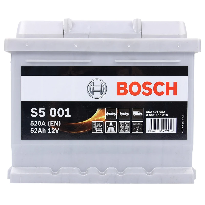 Bosch S5001 - car battery - 52A/h - 520A - lead-acid technology - for vehicles without Start/Stop system
