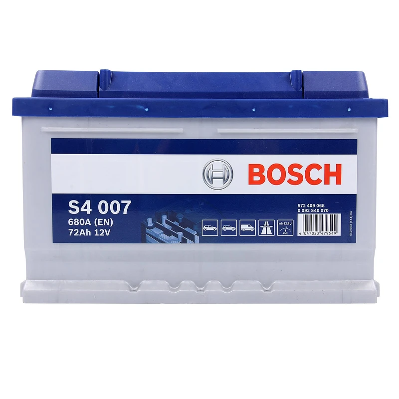 Bosch S4007 - car battery - 72A/h - 680A - lead-acid technology - for vehicles without Start/Stop system