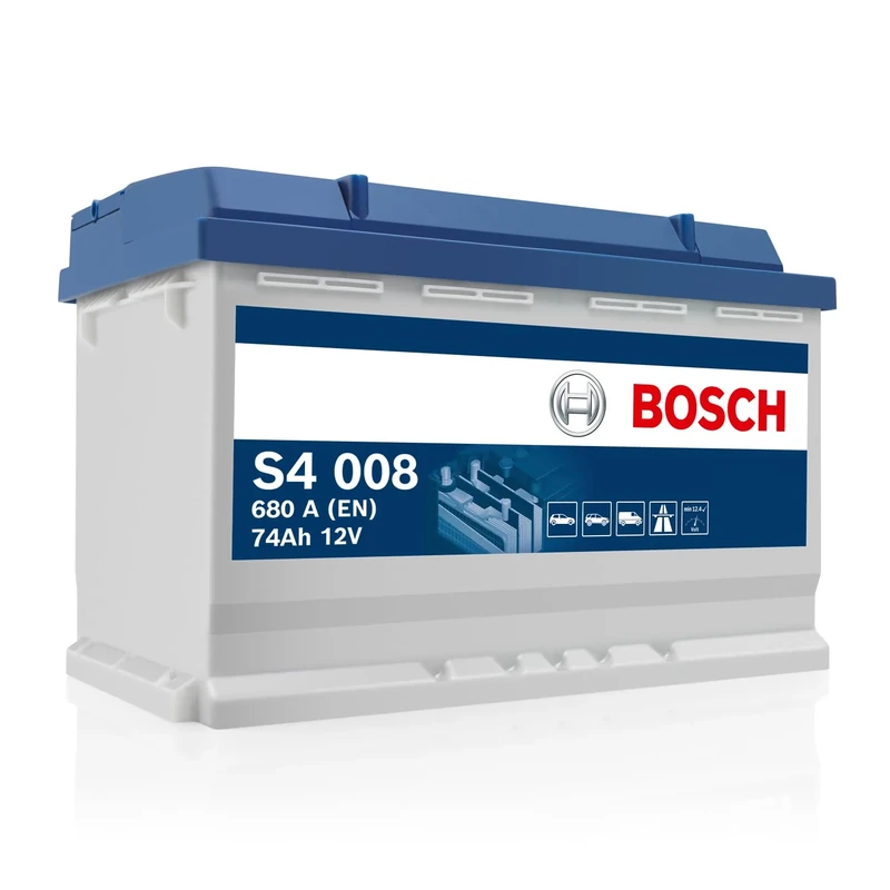Bosch S4 008 Car Battery 74 A/h - 680 A - 12 V Battery, Type 096, Lead-acid for Non-Start/Stop Vehicles, Left (-) Right (+), 278 x 175 x 190 mm