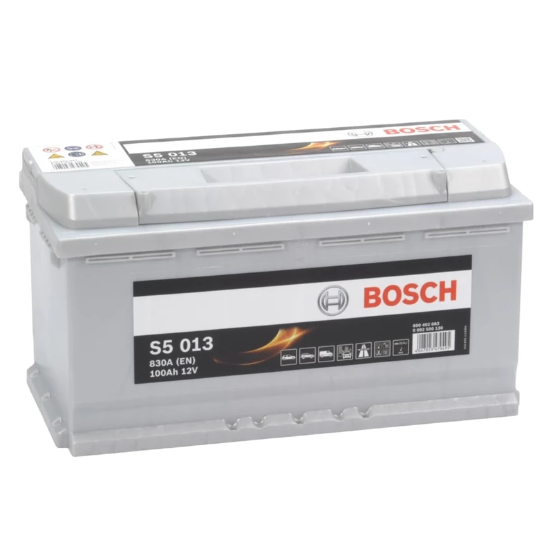 Bosch S5 013 Car Battery 100 A/h - 830 A - 12 V Battery, Type 019, Lead-acid for Non-Start/Stop Vehicles, Left (-) Right (+), 353 x 175 x 190 mm - For Vehicles with High Electrical Needs
