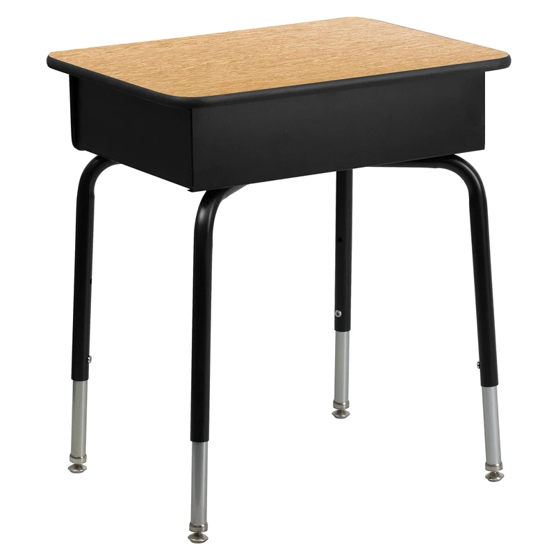 Flash Furniture FD-DESK-GG Student Desk with Open Front Metal Book Box, Black