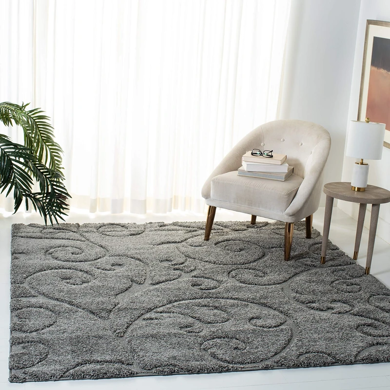 Safavieh Shaggy Rug for Living Room, Dining Room, Bedroom - Florida Shag Collection, High Pile, in Grey, 201 X 201 cm - Image 1
