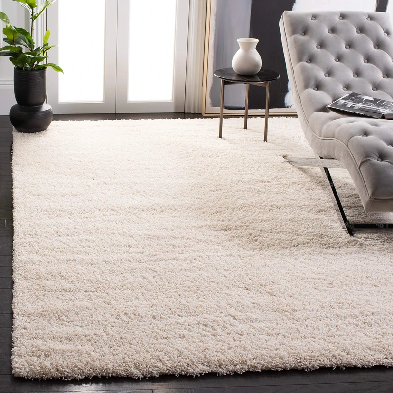 Safavieh Shaggy Indoor Woven Rectangle Area Rug, California Shag Collection, SG151, in Ivory, 201 X 290 cm for Living Room, Bedroom or Any Indoor Space