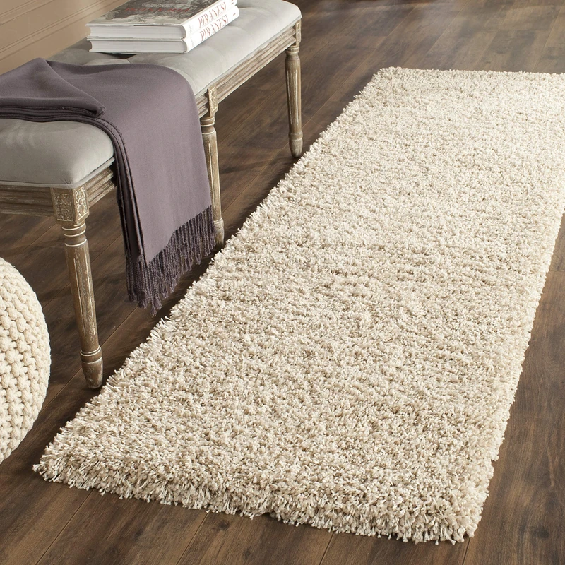 Safavieh Shag Rug for Living Room, Dining Room, Bedroom - California Shag Collection, High Pile, in Beige, 69 X 213 cm
