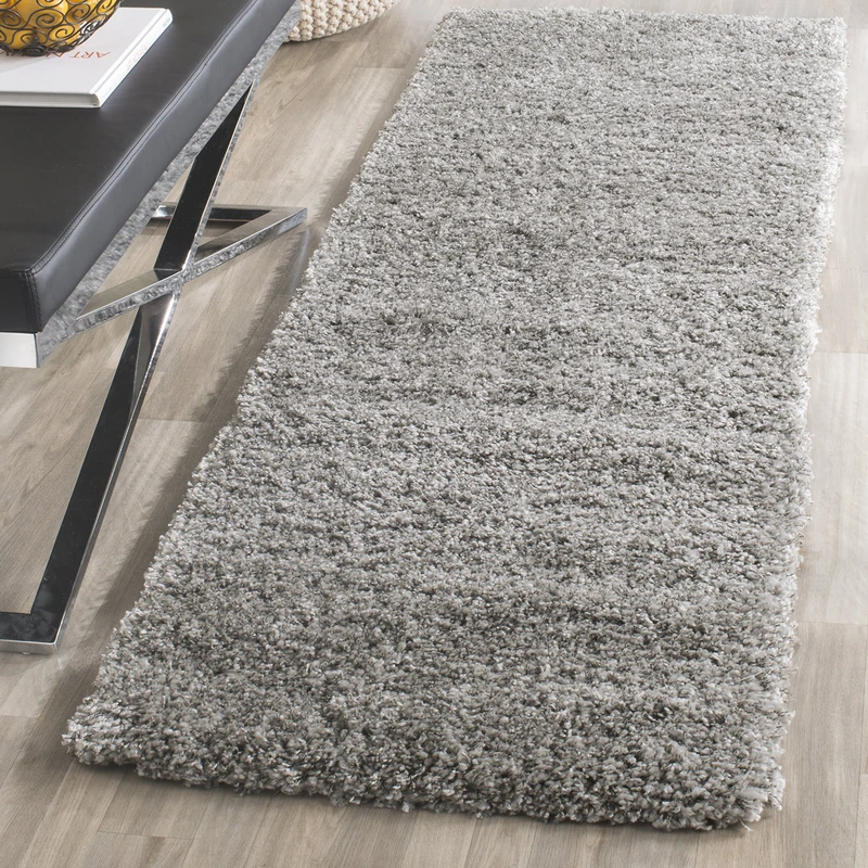 Safavieh Shaggy Indoor Woven Runner Area Rug, California Shag Collection, SG151, in Silver, 69 X 213 cm for Living Room, Bedroom or Any Indoor Space