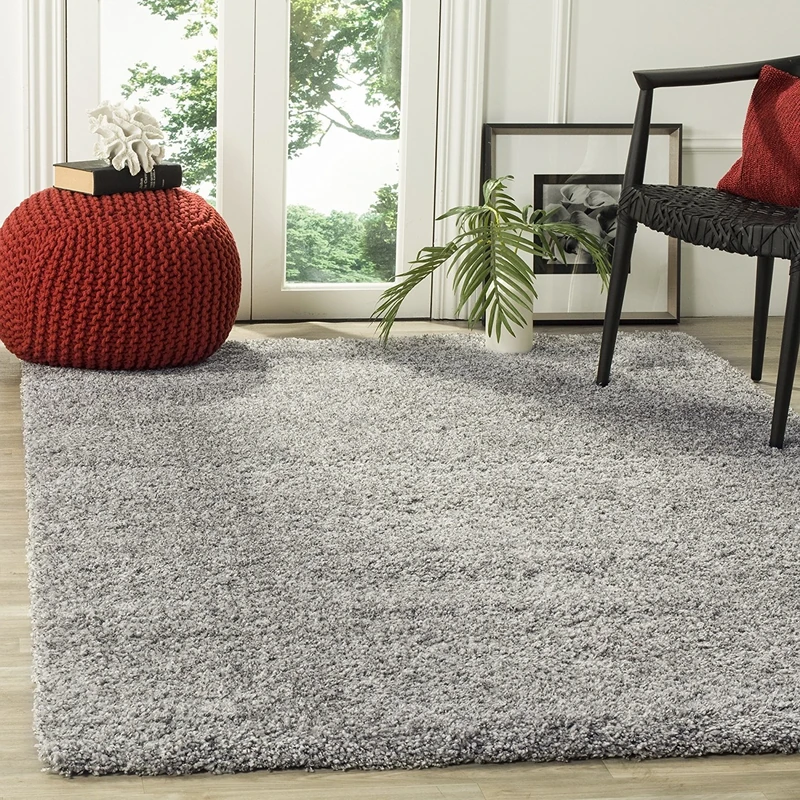 Safavieh Shaggy Indoor Woven Rectangle Area Rug, California Shag Collection, SG151, in Silver, 91 X 152 cm for Living Room, Bedroom or Any Indoor Space
