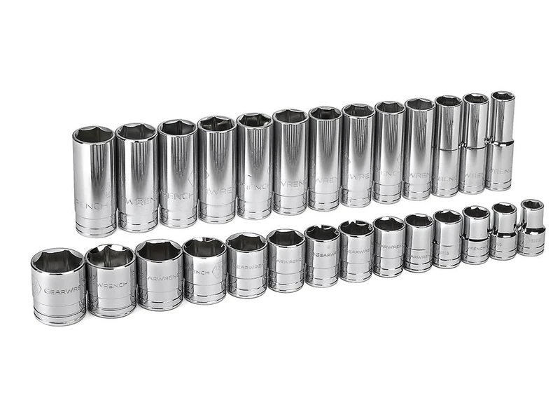 GearWrench 27 Pc. 1/2" Drive 6 Pt. Standard & Deep Socket Set, SAE - 80729