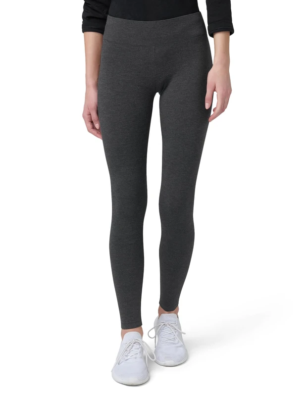 HUE Women's Ultra Leggings with Wide Waistband, Full and Capri Length, Graphite Heather, XL