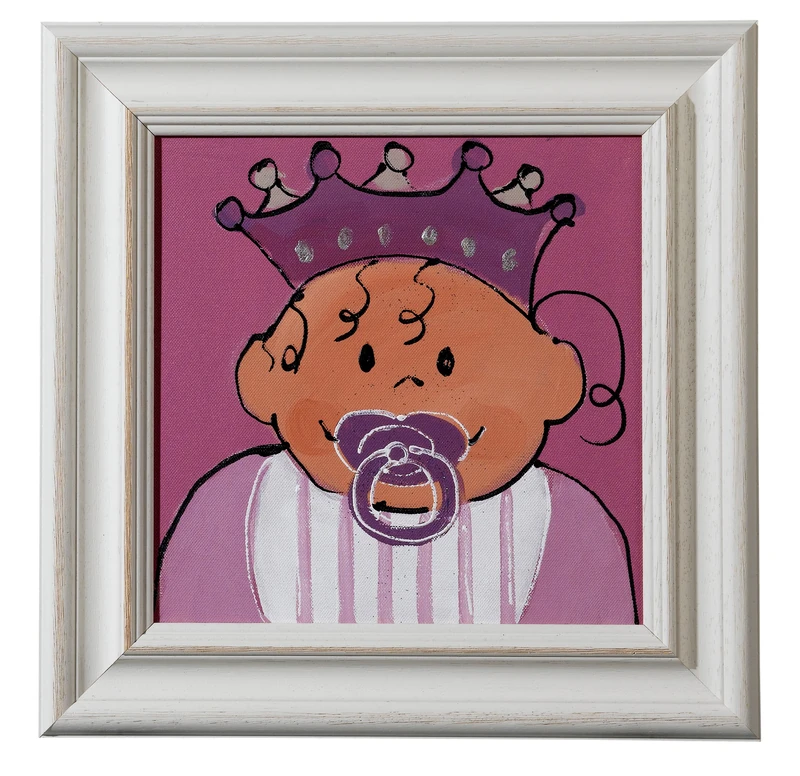 Hand-Painted Picture with Wooden Frame 43.5 x 43.5 cm Pink - Image 1