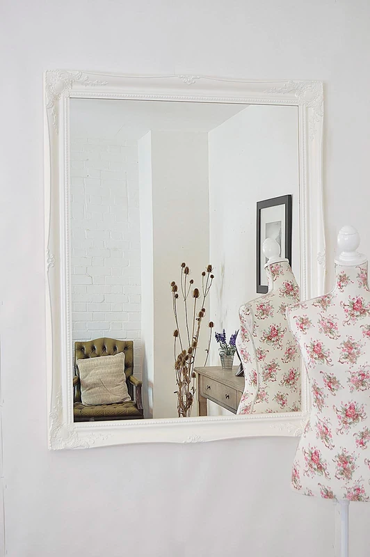 Fabulous Mirrors Extra Large French White Shabby Chic Ornate Framed Bevelled Wall/Overmantle Decorative Mirror 46inch x 36inch (117cm x 91cm) Stunning-Ready to Hang-ITV Show Supplier, Wood, 117x91