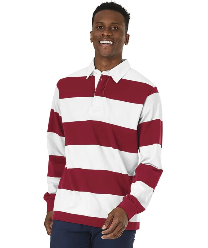 Charles River Apparel Men's Classic Rugby Shirt, Red/White, Medium
