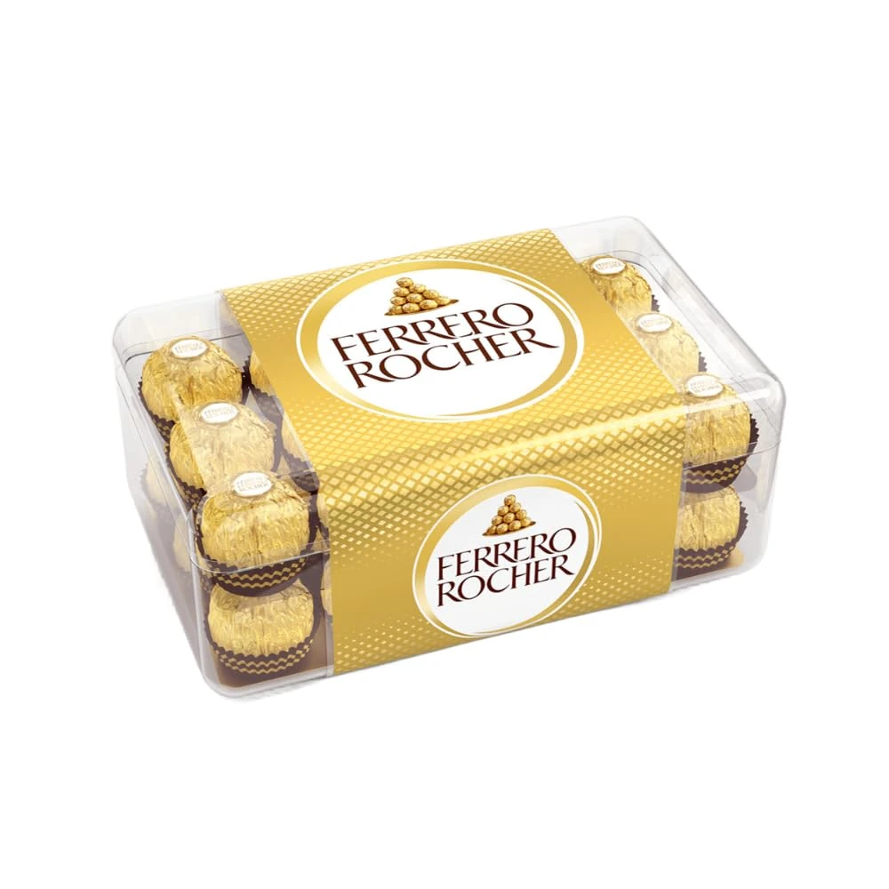 Ferrero Rocher Pralines, Chocolate Gift, Mothers Day Gift, Chocolate Hamper, Whole Hazelnut Covered in Milk Chocolate and Nuts, Box of 30 (375g)