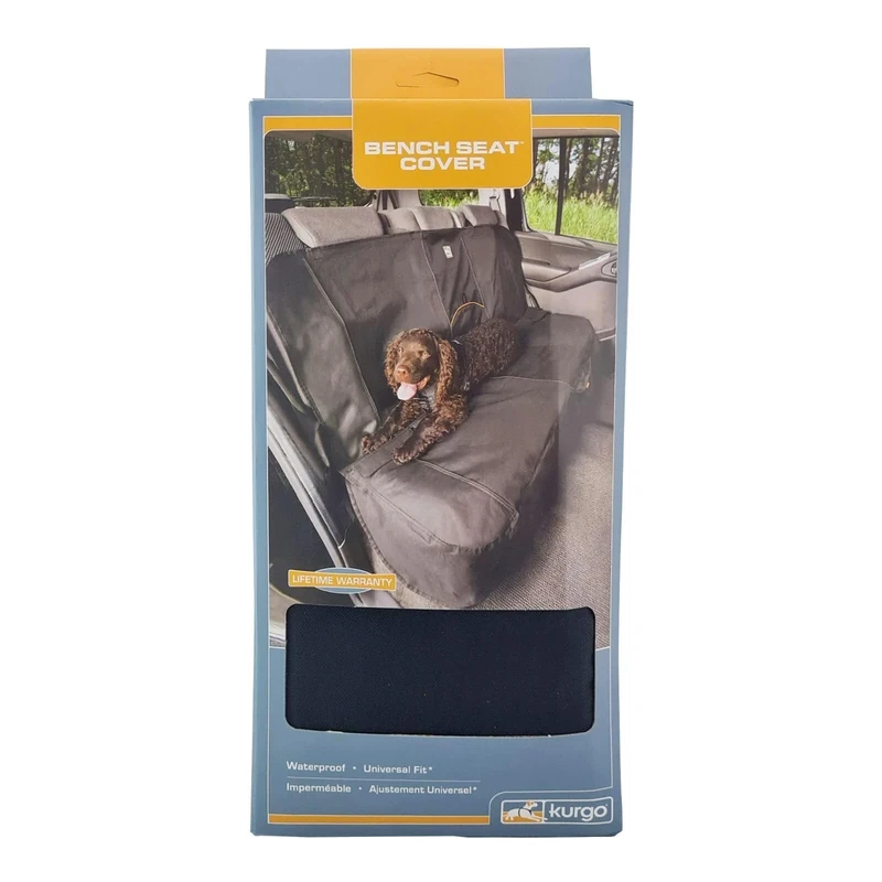 Kurgo Wander Bench Seat Cover, Dog Car Seat Protector, Waterproof & Stain-Resistant, Secure Fit, Black