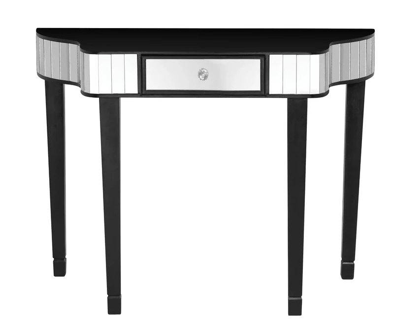 Premier Housewares Clavier Console Black Wood Table and Mirror, 70 x 92 x 36 cm
