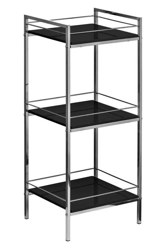 Premier Housewares 3 Tier Shelf Unit with Chrome Frame - 84 x 34 x 30 cm, Black - Image 1