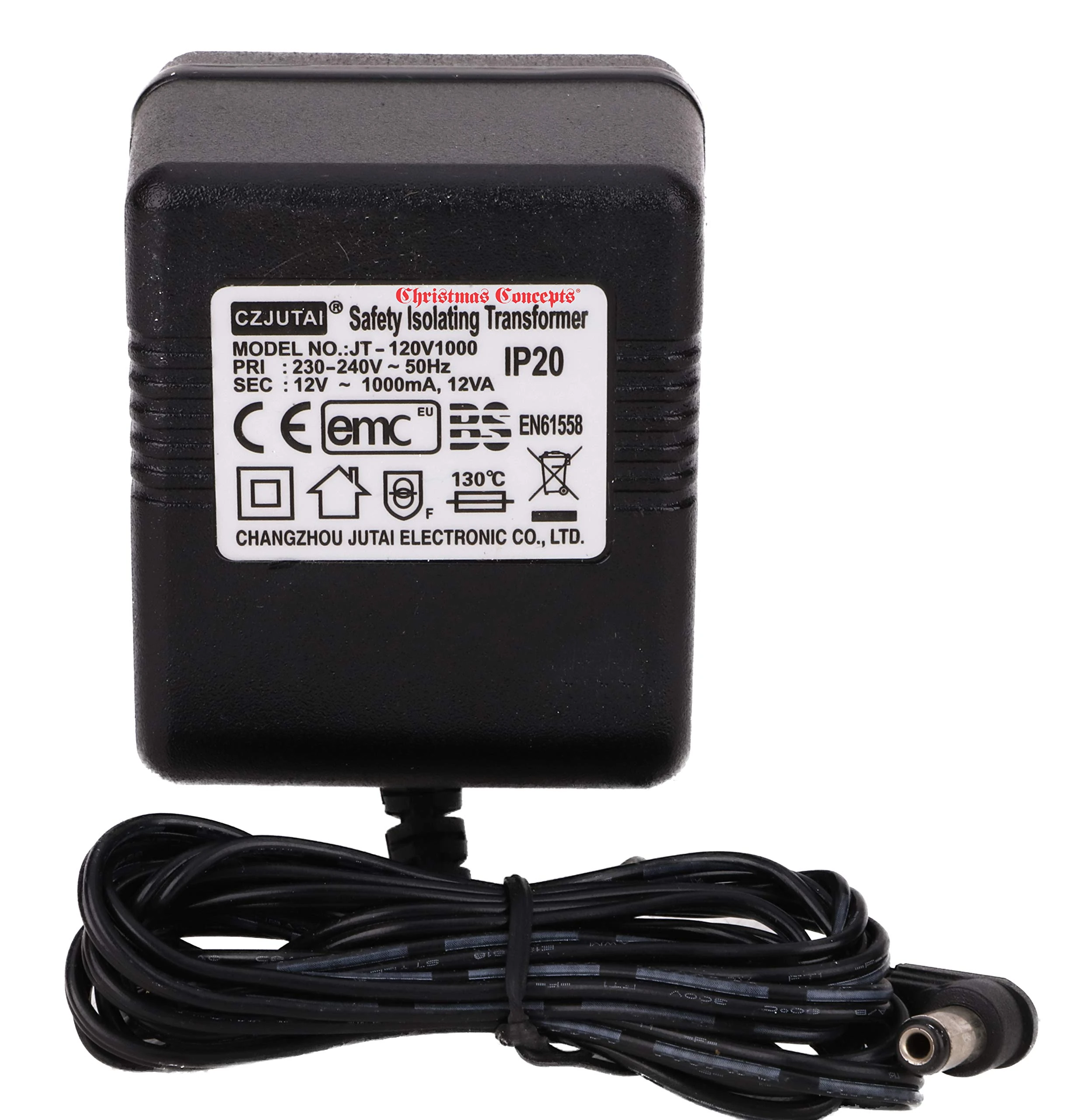 Christmas Concepts® 12v ~ 1.0a 12va AC Adaptor With Fitted 1.8m (5.9ft) Power Lead - Suitable for Christmas Lights - Spare Adaptors