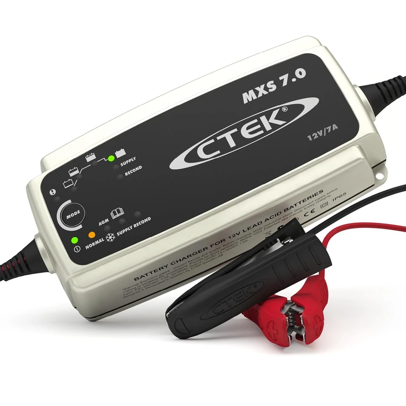 CTEK MXS 7.0 Fully Automatic Battery Charger (Charges, Maintains and Reconditions Car, Caravan and Motorhome batteries) 12V, 7 Amp - UK Plug, Black