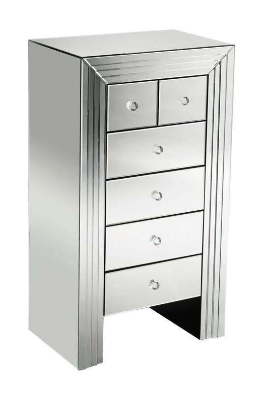 Premier Housewares Mirrored 6 Drawer Chest - 126 x 69 x 45 cm
