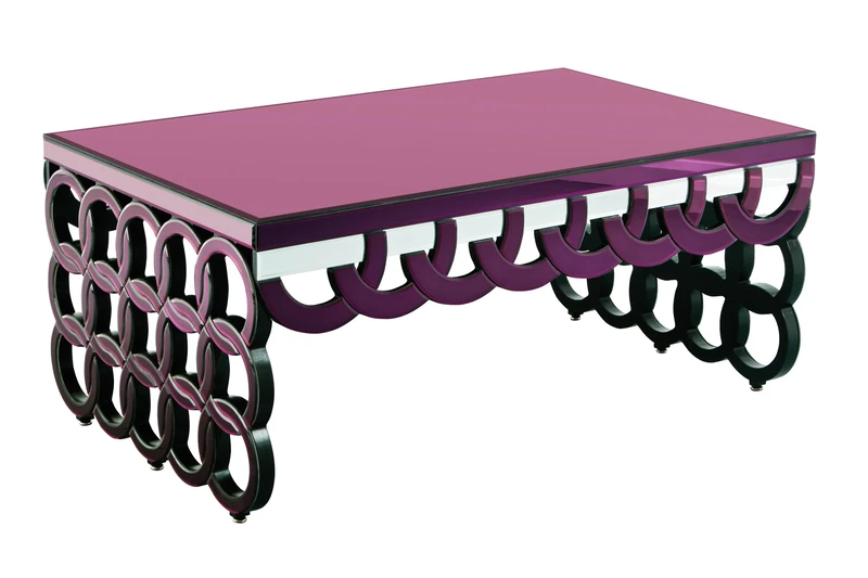 Premier Housewares Clear Mirrored Coffee Table - 56 x 130 x 80 cm, Purple