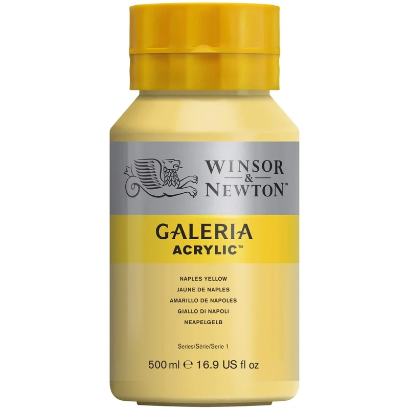 Winsor & Newton Series 1 500ml Bottle Galeria Acrylic Colour with Nozzle Cap - Naples Yellow,GAL 2150422