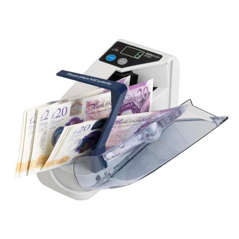 Safescan 2000 Portable Money Counting Machine - Counts Sorted Banknotes - Cash Counting Machine for on-the-go - Money Counter Machine - Suitable for the New King Charles Notes