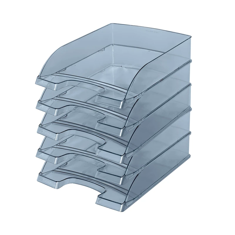 Leitz 52260092 Letter Tray Transparent Plus A4 Polystyrene Grey Pack of 5