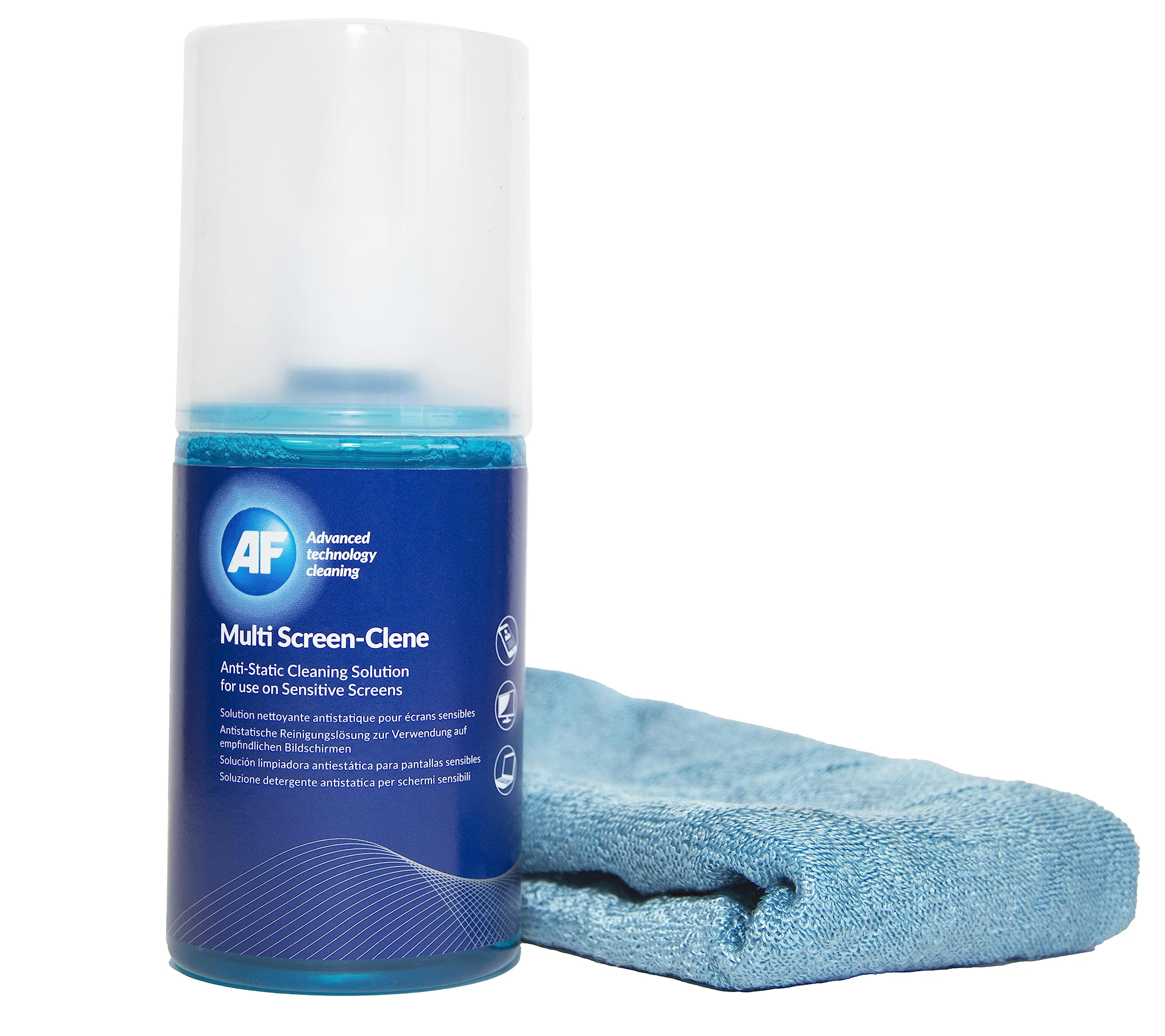 AF Multi Screen Clene Screen Cleaning Pump Spray with Micro Fibre Cloth - 200ml For Mobile Phones, TV's, Laptops, Monitors, LED, LCD, Plasma & Tablets - MCA_200LMF