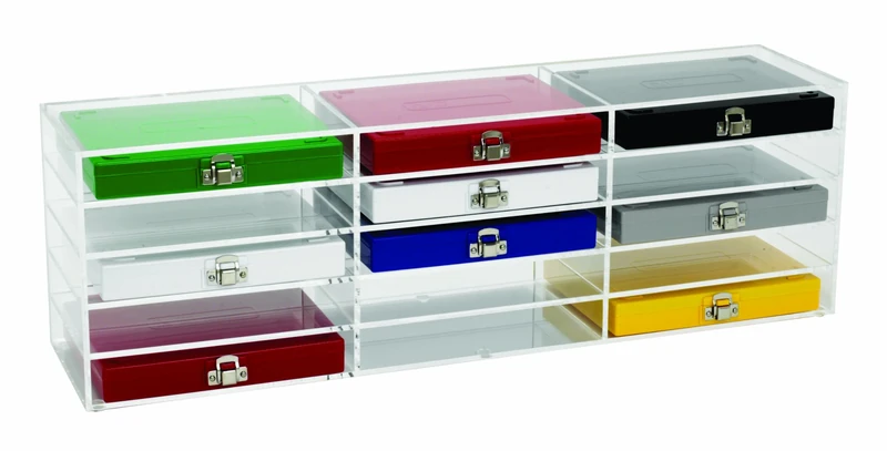 Heathrow Scientific HD159890B Acrylic Storage Rack for 50-Place and 100-Place Microscope Slide Boxes, Transparent