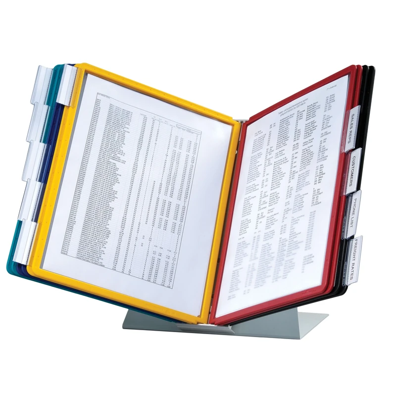 Durable Vario 20 Pocket Desktop Reference System - Letter Size 10 Double-Sided Panels - Assorted Color Borders