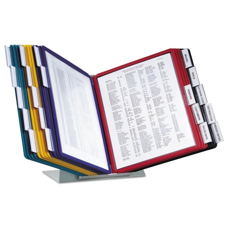 DURABLE Vario 20-Panel Desktop Reference System, Assorted Color Borders (536100), Black
