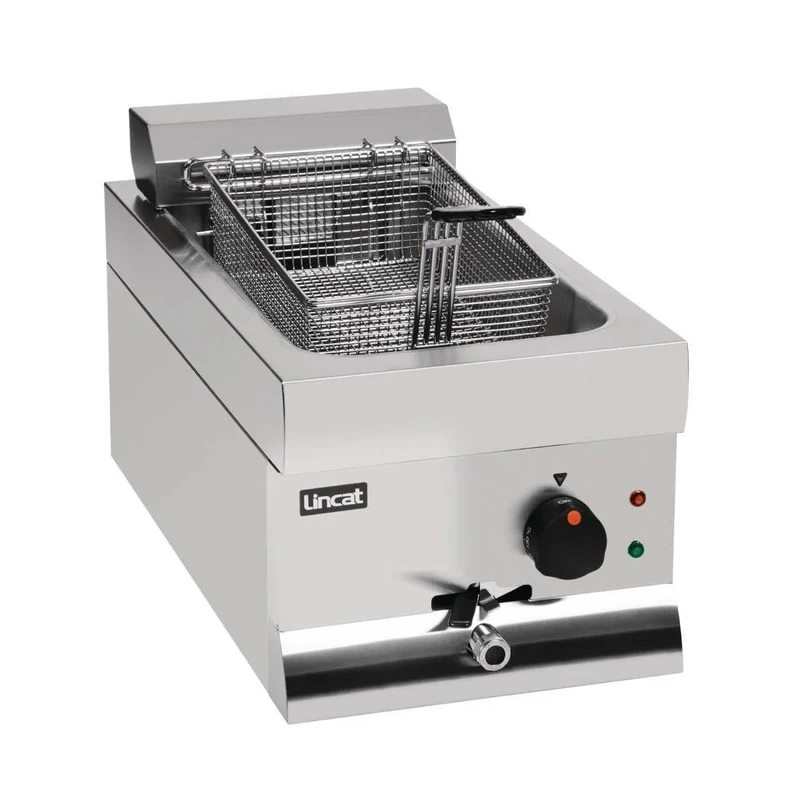 Lincat 3 kW Single Tank Single Basket Countertop Electric Fryer DF33, Stainless Steel, Oil Capacity: 9 Litre, Chip Output: up to 12 kg/hr, Deep Fat Fryer, 130 to 190C, Size: 335x300x600 mm, J536
