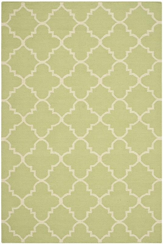 Safavieh Contemporary Indoor Flatweave Rectangle Area Rug, Dhurrie Collection, DHU554, in Light Green / Ivory, 91 X 152 cm for Living Room, Bedroom or Any Indoor Space