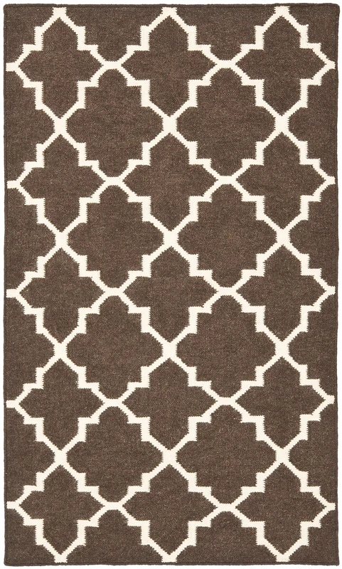 Safavieh Contemporary Indoor Flatweave Rectangle Area Rug, Dhurrie Collection, DHU554, in Brown / Ivory, 91 X 152 cm for Living Room, Bedroom or Any Indoor Space